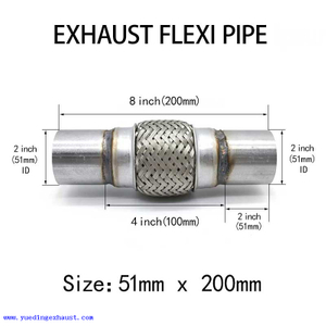 Tubo de abrazadera de escape de 2 pulgadas x 8 pulgadas, junta flexible, reparación de tuberías flexibles