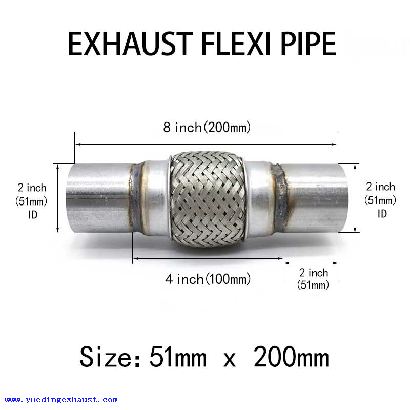 Tubo de abrazadera de escape de 2 pulgadas x 8 pulgadas, junta flexible, reparación de tuberías flexibles