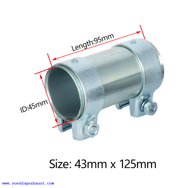 Conector de tubo de escape universal de 45 mm x 95 Abrazadera de manga doble galvanizada