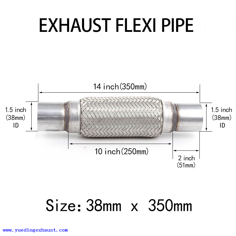1.5' x 14' 38mm x 350mm Tubo de escape Flexi Reparación Junta flexible Acero templado